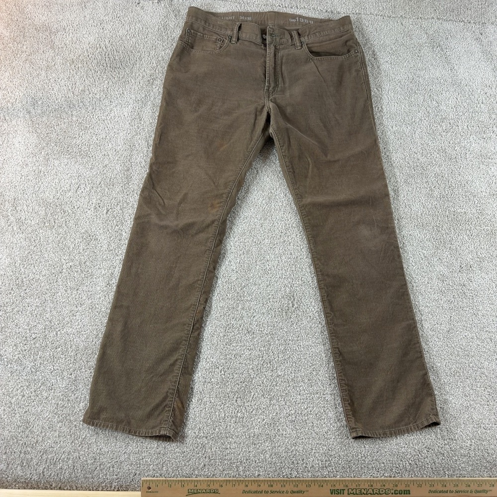 Gap 1969 Straight Fit Corduroy Pants 34x32 (36x31.5) Brown 100% Cotton